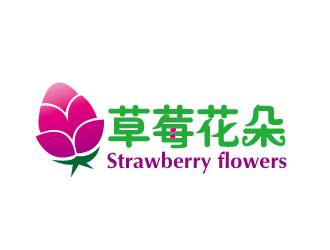 文大為的中文：草莓花朵；英文：Strawberry flowerslogo設計